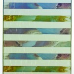 5 Susan Kinley-Channel,55cm x 120cm, - Printed&fired glass strips, metal gauze, silk copy